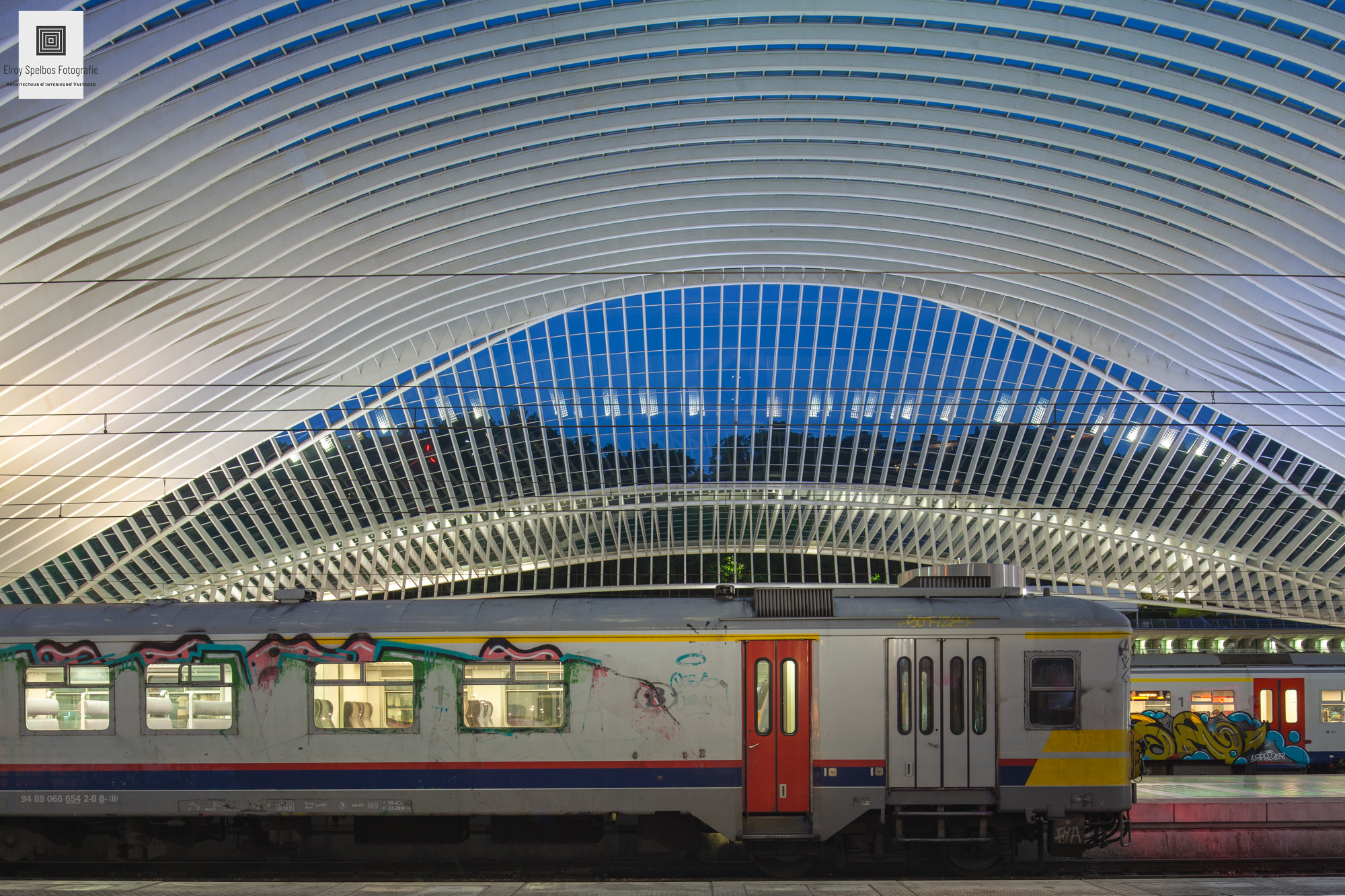 Een trein op het perron van station Luik-Guillemins